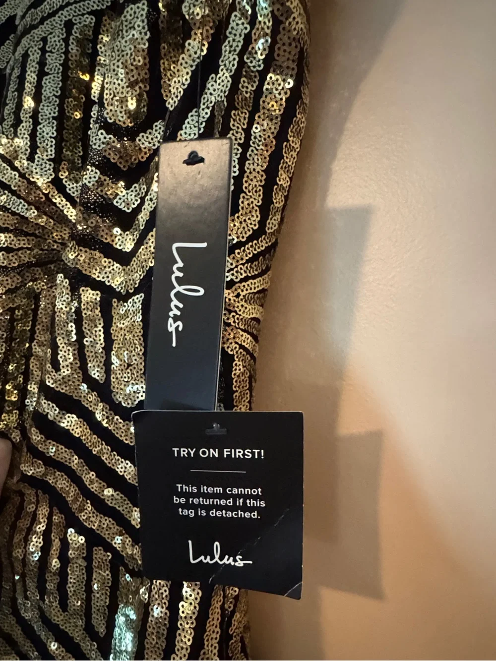 Lulu's Gold and Black Sequin Geometric Mini Dress - Picture 3 of 11